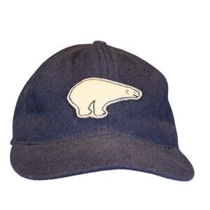 Ebbets Field Flannels Polar Bear Wool Fitted Baseball Hat Navy Blue Size 7 1/2